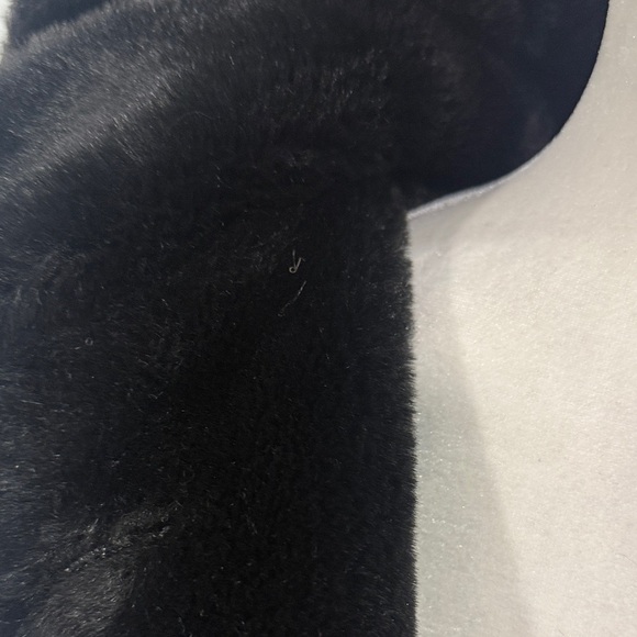 Fitz Wright Vintage Black Hooded Coat Faux Fur Trim L - Picture 14 of 14